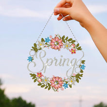 Load image into Gallery viewer, Acrylic Single-Sided Diamond Art Hanging Pendant for Home Decor (Spring Wreath)
