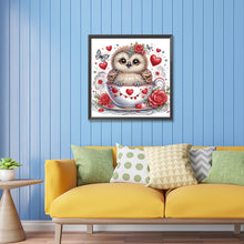 Load image into Gallery viewer, Diamond Painting - Partial Special Shaped - Love heart and little owl in coffee cup (30*30CM)
