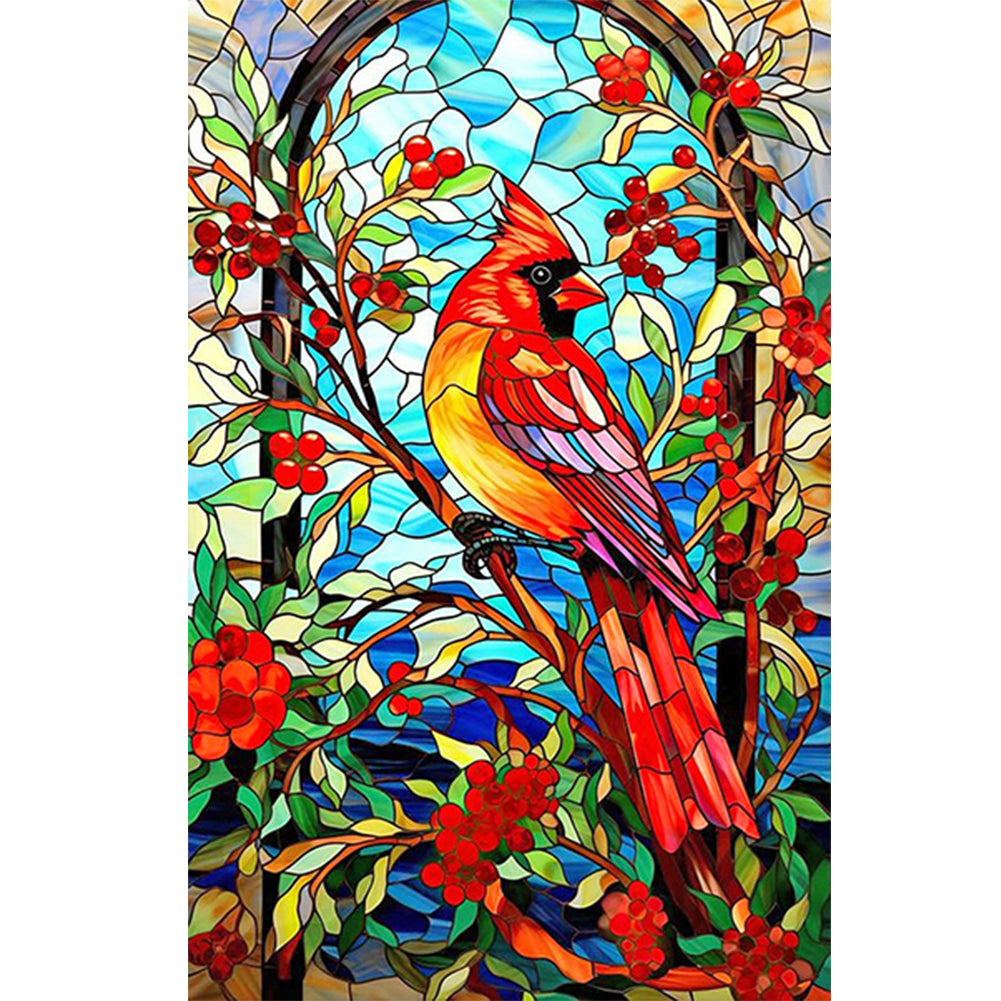 Diamond Painting - Full Round - glass art cardinal (40*60CM)
