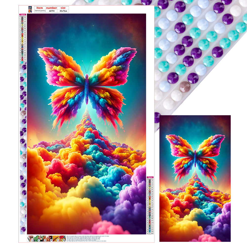 Diamond Painting - Full Round - Fantasy clouds colorful butterflies (40*70CM)