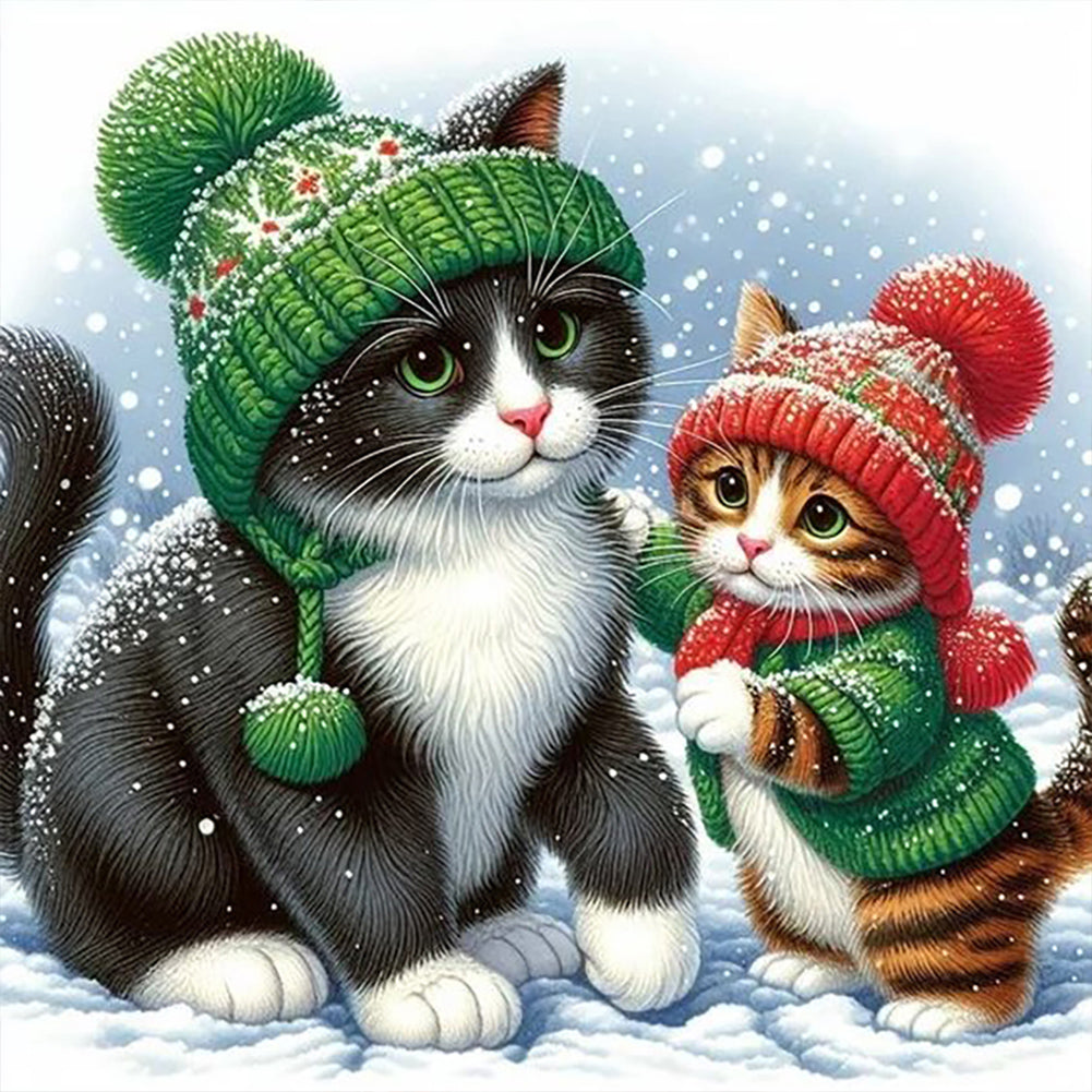 Diamond Painting - Full Round - snow cat (30*30CM)