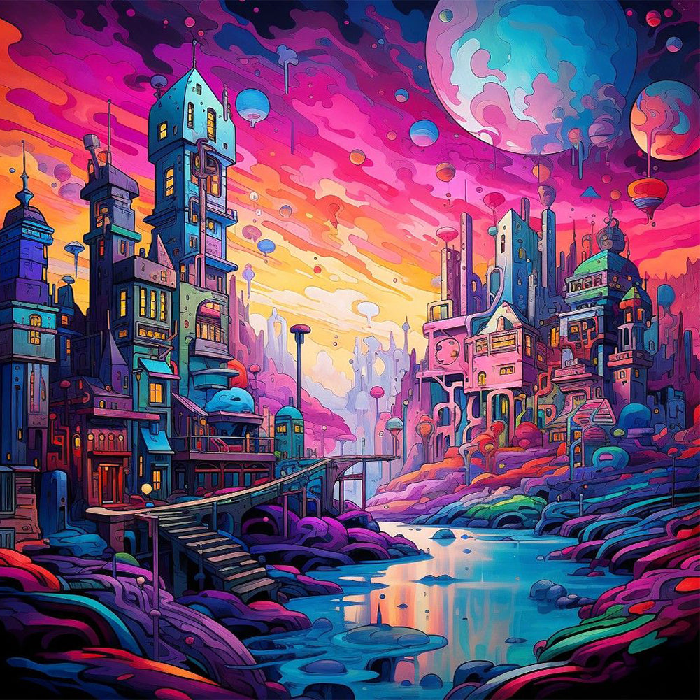 Diamond Painting - Full Round - Fantasy World¡¤Planet City (30*30CM)