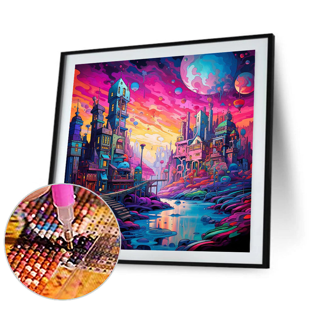 Diamond Painting - Full Round - Fantasy World¡¤Planet City (30*30CM)