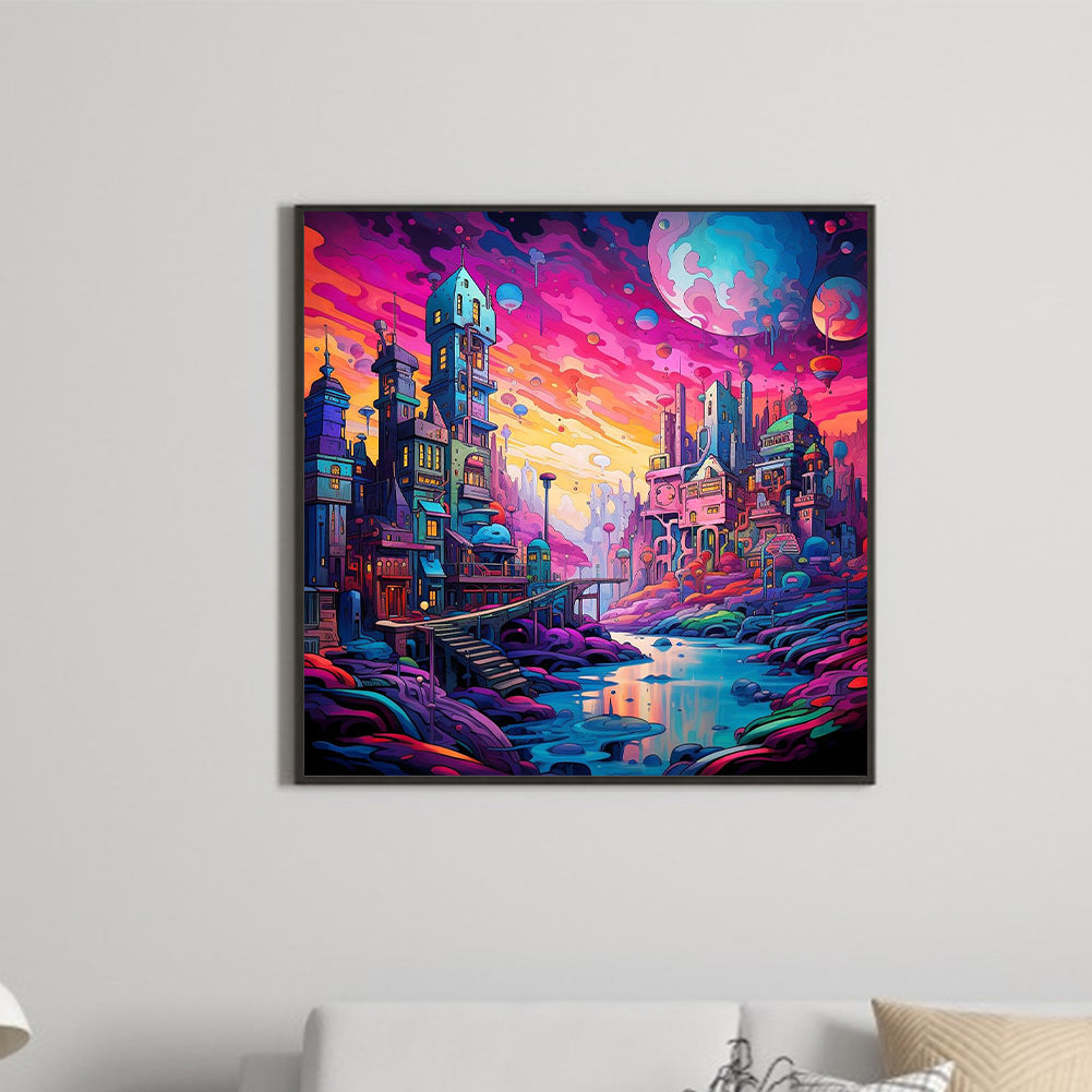 Diamond Painting - Full Round - Fantasy World¡¤Planet City (30*30CM)