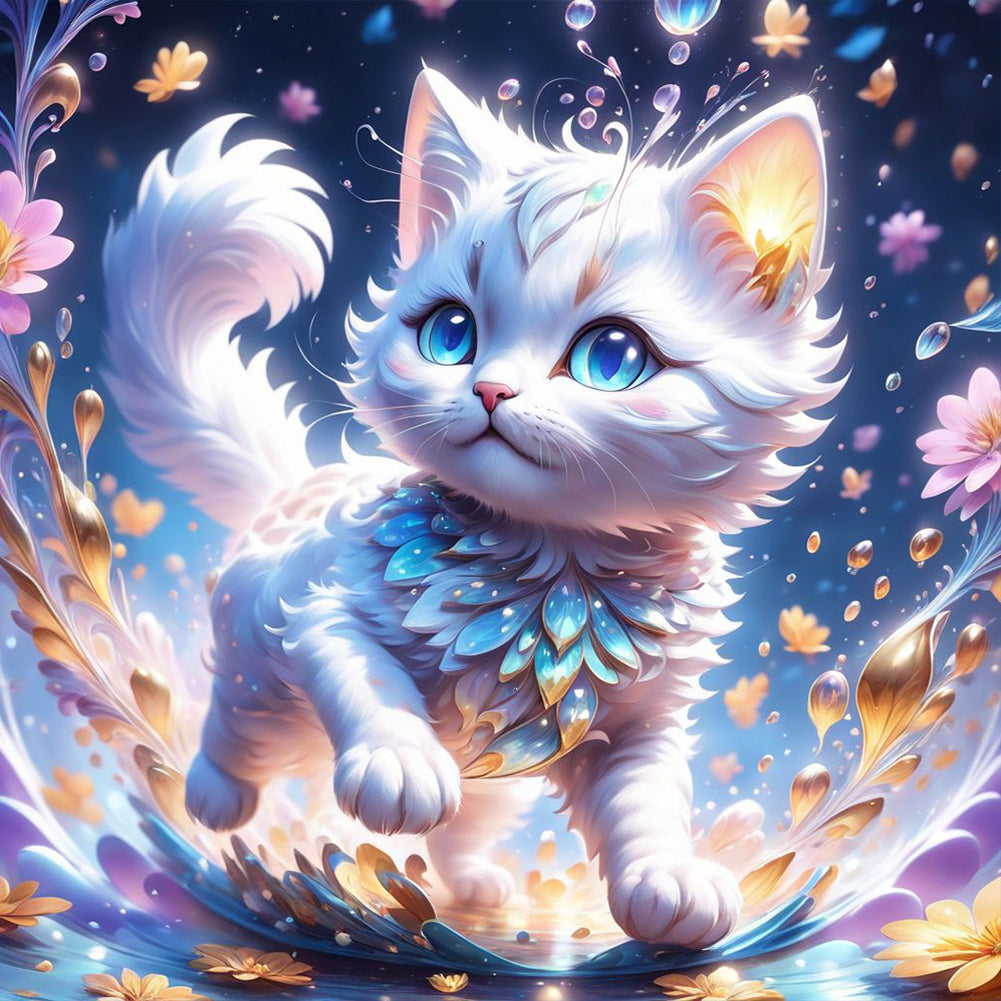 Diamond Painting - Full Round - white cat (30*30CM)