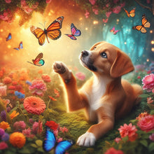 Load image into Gallery viewer, Diamond Painting - Full Round - Dog and Butterfly (30*30CM)
