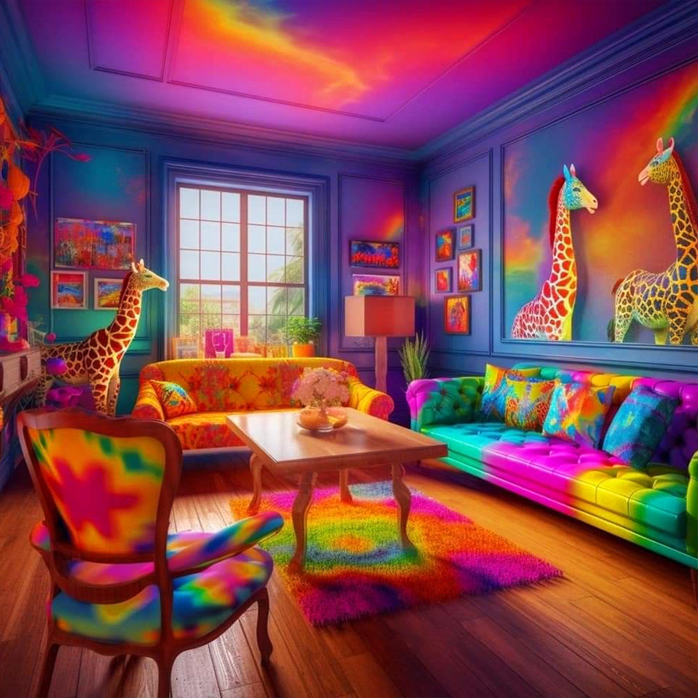 Diamond Painting - Full Round - colorful houses (30*30CM)