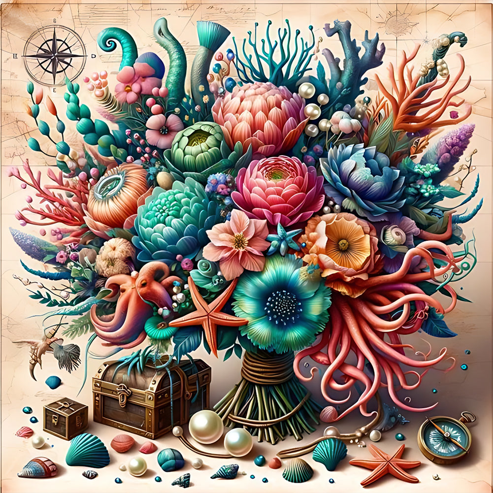 Diamond Painting - Full Round - Undersea bouquet (30*30CM)