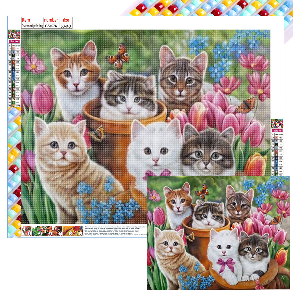 Diamond Painting - Full Square - litter of kittens (50*40CM)