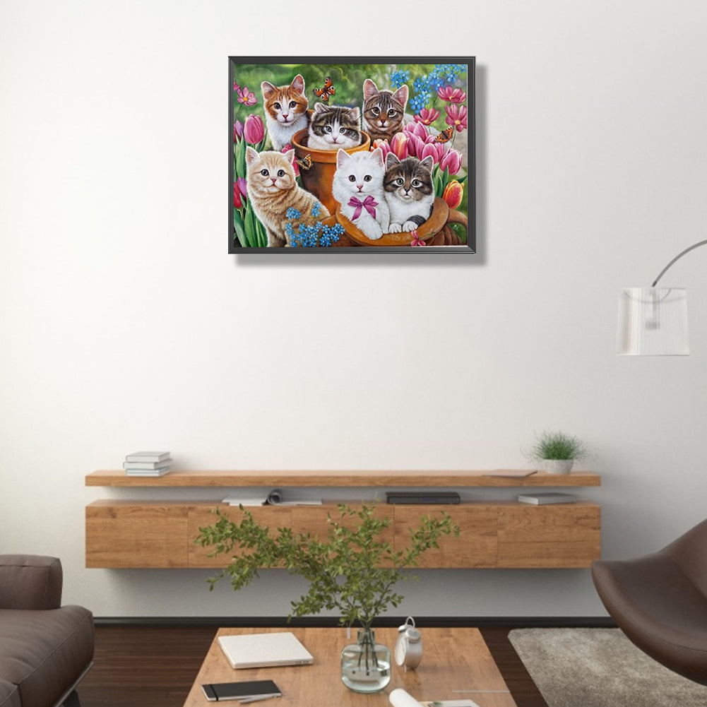 Diamond Painting - Full Square - litter of kittens (50*40CM)