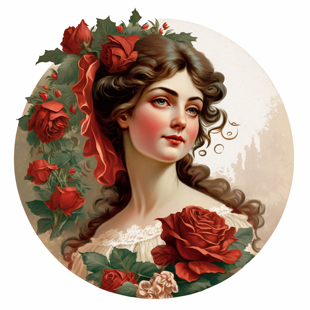 Diamond Painting - Full Round - French rose lady (30*30CM)