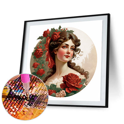 Diamond Painting - Full Round - French rose lady (30*30CM)