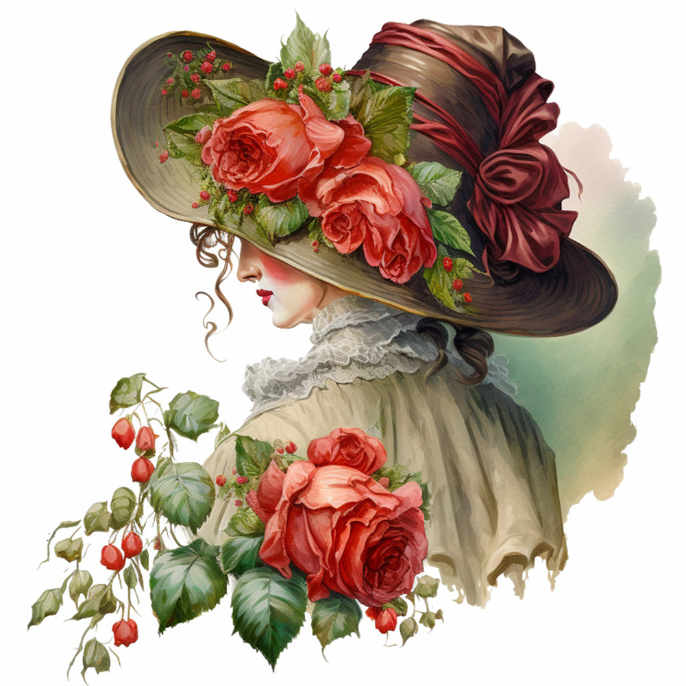 Diamond Painting - Full Round - French rose lady (30*30CM)