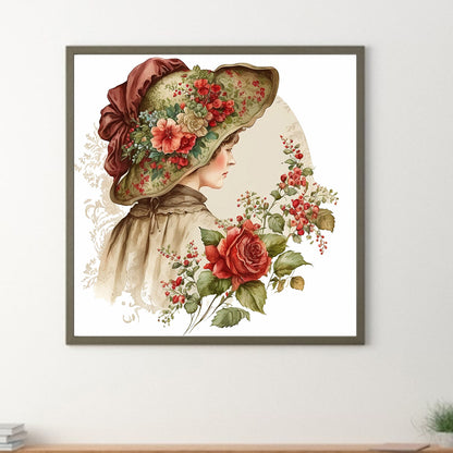 Diamond Painting - Full Round - French rose lady (30*30CM)