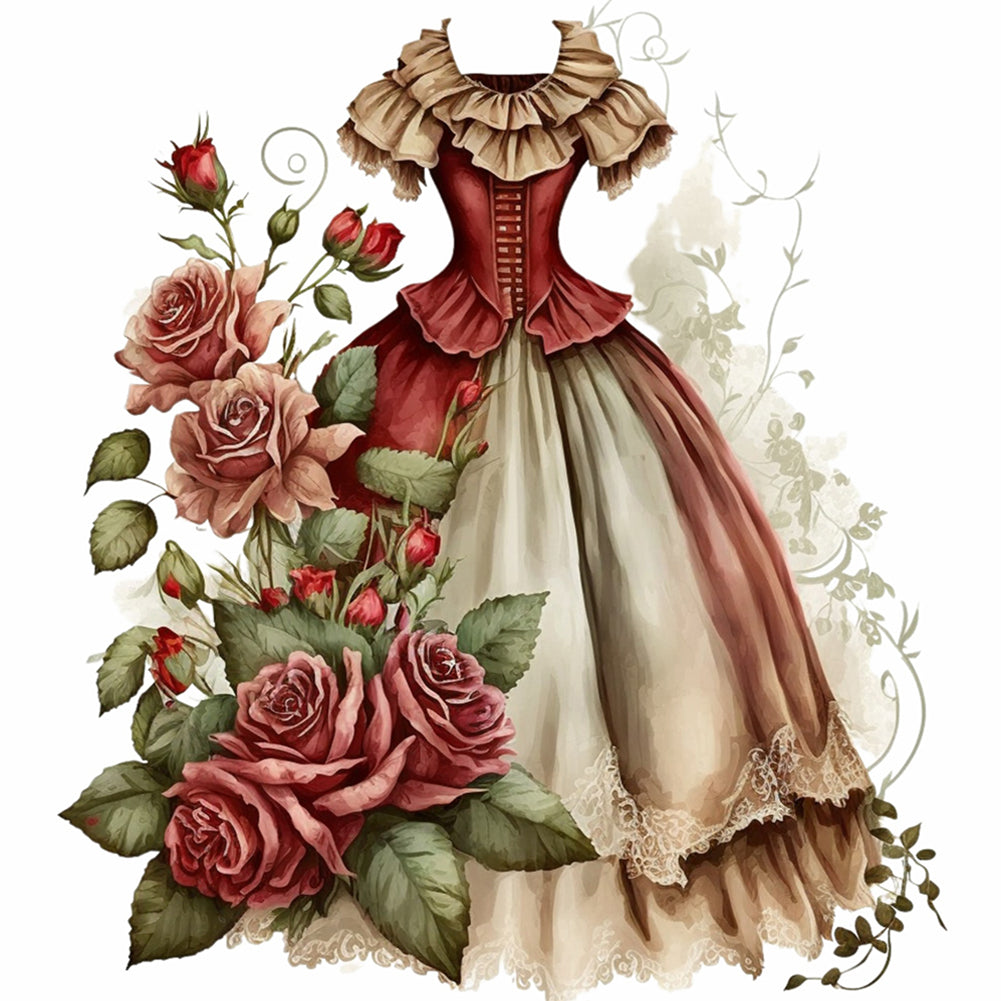 Diamond Painting - Full Round - rose skirt (30*30CM)