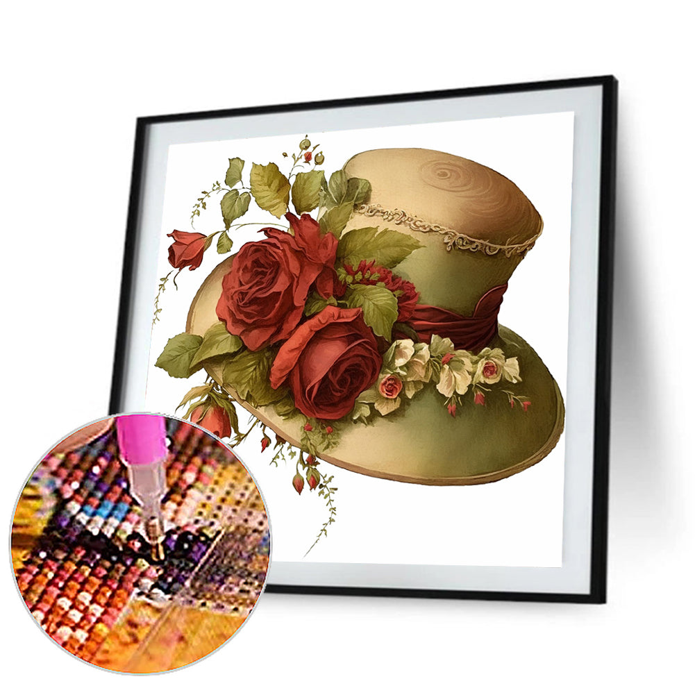Diamond Painting - Full Round - rose hat (30*30CM)