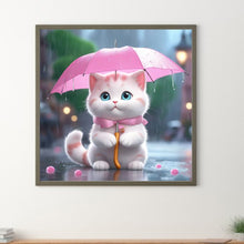 Load image into Gallery viewer, Diamond Painting - Full Round - Kitten holding an umbrella (30*30CM)
