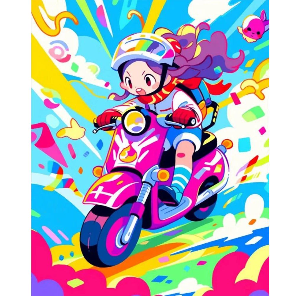 Diamond Painting - Full Round - motorcycle girl (40*50CM)
