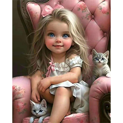 Diamond Painting - Full Square - girl on sofa (40*50CM)