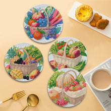 Load image into Gallery viewer, 4 Pcs Diamond Painting Coasters Kit with Holder for Dining Tables Decor (Fruit)

