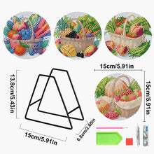 Load image into Gallery viewer, 4 Pcs Diamond Painting Coasters Kit with Holder for Dining Tables Decor (Fruit)
