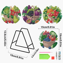 Load image into Gallery viewer, 4 Pcs Diamond Painting Coasters Kit with Holder for Dining Tables Decor (Fruit)
