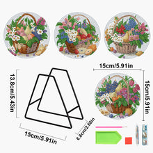 Load image into Gallery viewer, 4 Pcs Diamond Painting Coasters Kit with Holder for Dining Table (Flower Basket)
