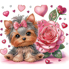 Load image into Gallery viewer, Diamond Painting - Partial Special Shaped - flower yorkshire terrier (35*30CM)
