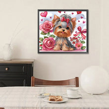 Load image into Gallery viewer, Diamond Painting - Partial Special Shaped - flower yorkshire terrier (35*30CM)
