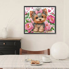 Load image into Gallery viewer, Diamond Painting - Partial Special Shaped - flower yorkshire terrier (35*30CM)
