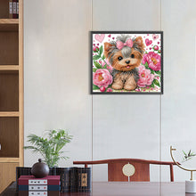 Load image into Gallery viewer, Diamond Painting - Partial Special Shaped - flower yorkshire terrier (35*30CM)
