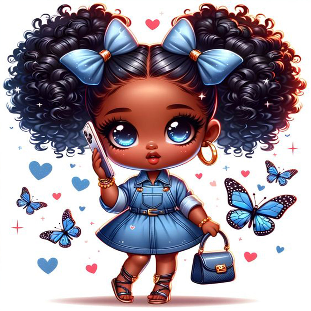 Diamond Painting - Full Round - blue butterfly girl (30*30CM)