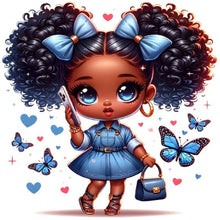 Load image into Gallery viewer, Diamond Painting - Full Round - blue butterfly girl (30*30CM)
