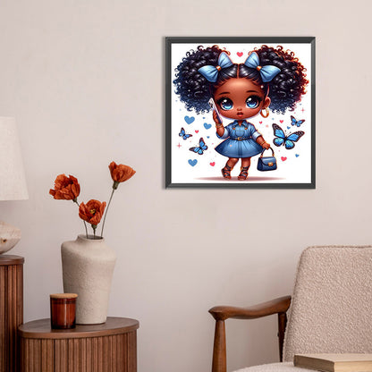 Diamond Painting - Full Round - blue butterfly girl (30*30CM)