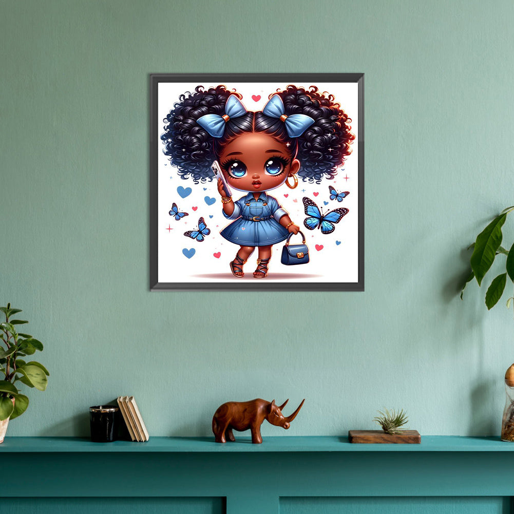 Diamond Painting - Full Round - blue butterfly girl (30*30CM)