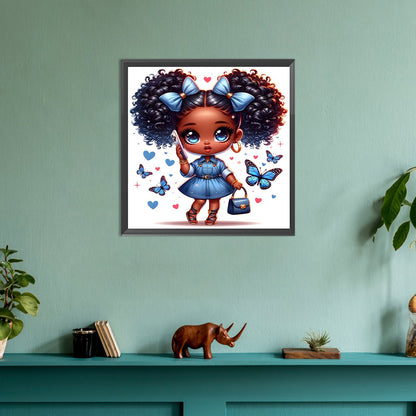Diamond Painting - Full Round - blue butterfly girl (30*30CM)