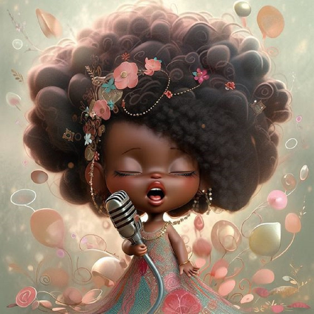 Diamond Painting - Full Round - singing girl (30*30CM)