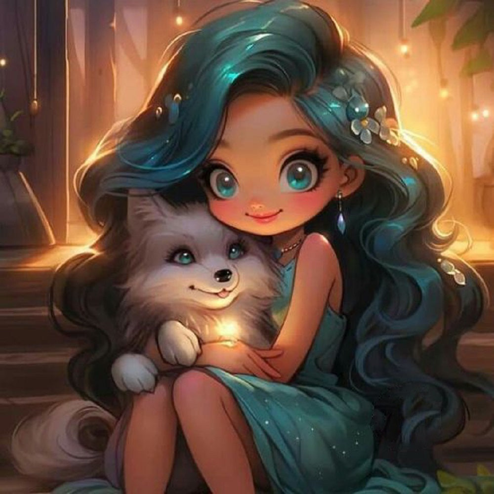 Diamond Painting - Full Round - green haired girl (30*30CM)