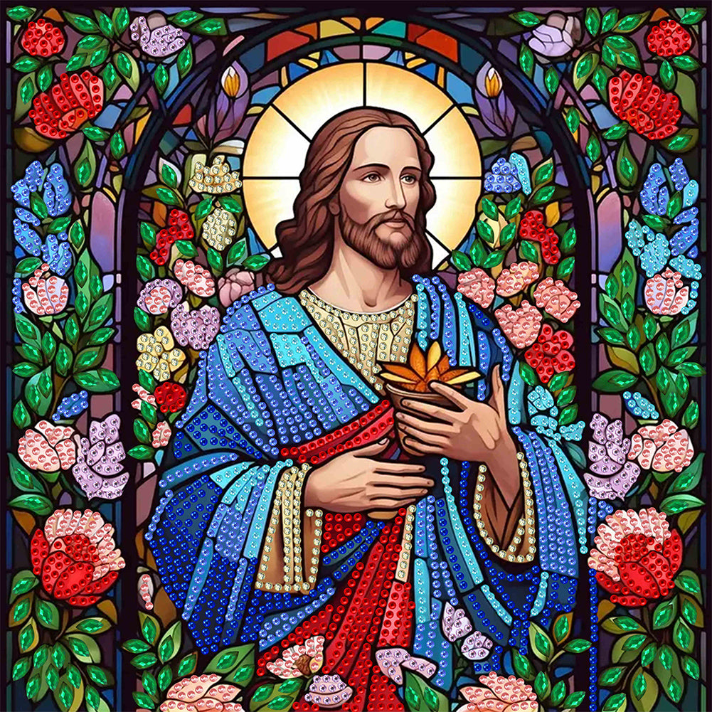 Diamond Painting - Partial Special Shaped - glass art jesus (30*30CM)