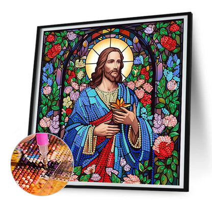 Diamond Painting - Partial Special Shaped - glass art jesus (30*30CM)