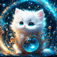 Load image into Gallery viewer, Diamond Painting - Full Round - Blue eyes white kitten (30*30CM)
