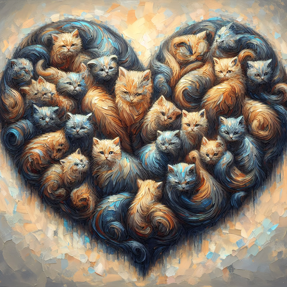 Diamond Painting - Full Round - loving cat (35*35CM)