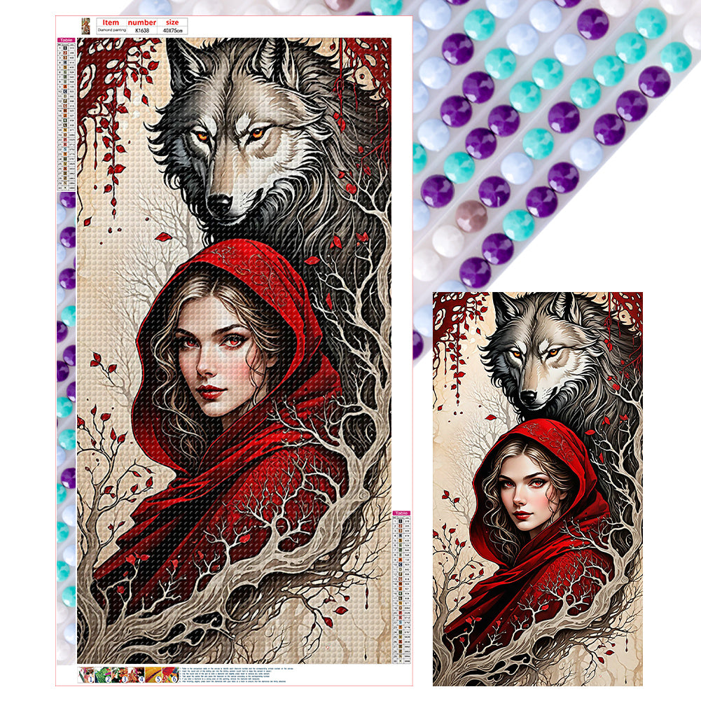 Diamond Painting - Full Round - wolf and girl (40*75CM)