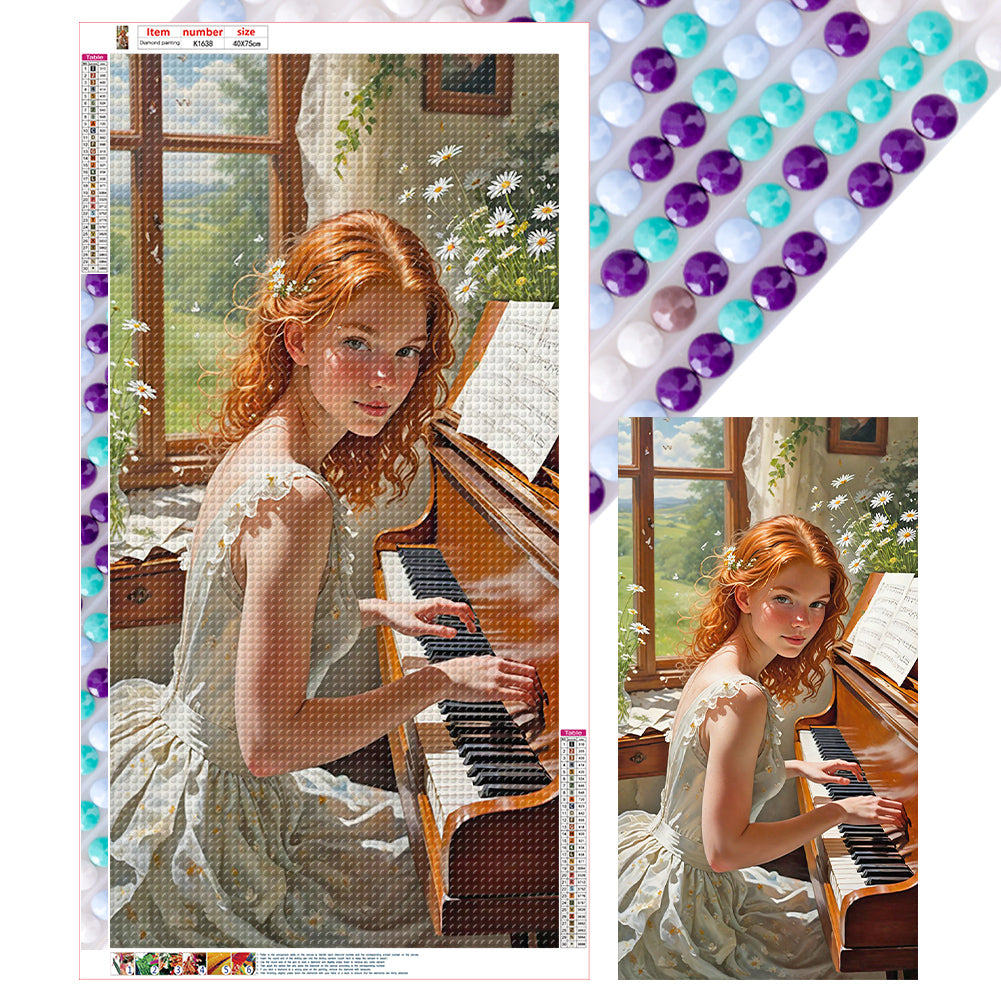 Diamond Painting - Full Round - woman playing piano (40*75CM)