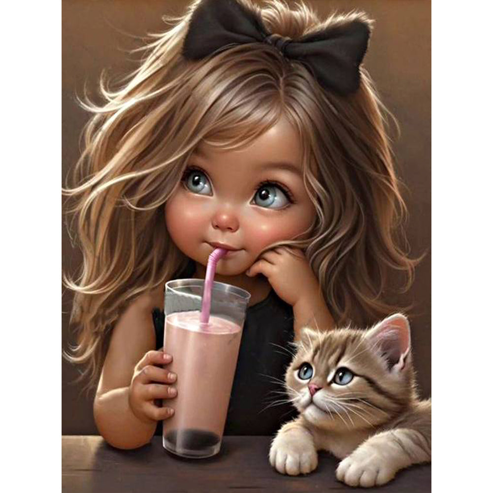 Diamond Painting - Full Round - big eyed little girl (30*40CM)