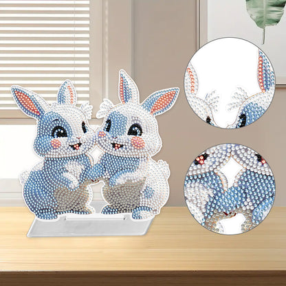 Acrylic Rabbit/Owl 5D DIY Diamond Art Tabletop Decorations for Home Office Decor