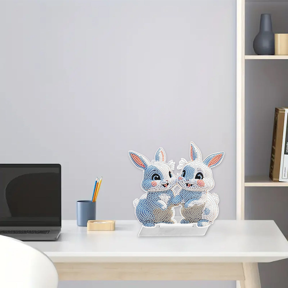 Acrylic Rabbit/Owl 5D DIY Diamond Art Tabletop Decorations for Home Office Decor