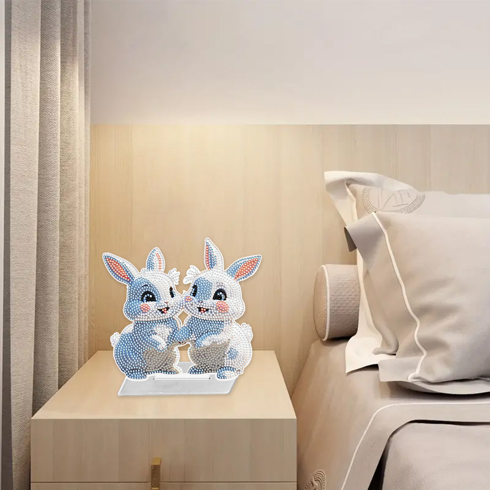 Acrylic Rabbit/Owl 5D DIY Diamond Art Tabletop Decorations for Home Office Decor