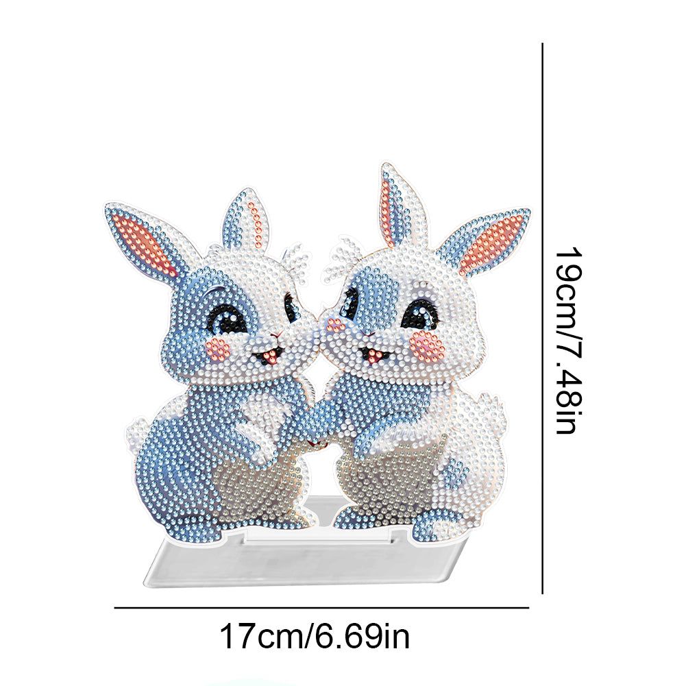 Acrylic Rabbit/Owl 5D DIY Diamond Art Tabletop Decorations for Home Office Decor