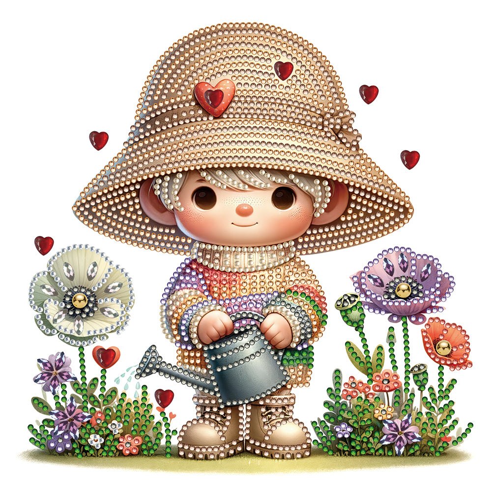 Diamond Painting - Partial Special Shaped - garden girl (30*30CM)